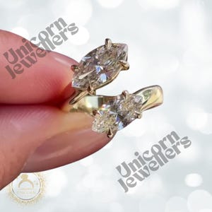 Two Stone 4.5 CT Dutch Marquise Cut Moissanite Engagement Ring-14K Gold Ring Dutch Marquise Wedding Ring-Anniversary Ring For Women