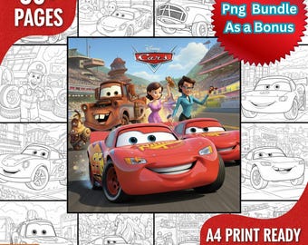 Lightning McQueen Coloring Book, 150+ Disney Cars Designs (PNG, PDF, SVG)
