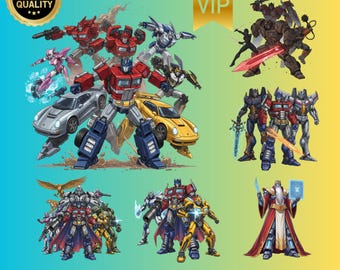 Paquete de imágenes prediseñadas de Transformers 130: Autobots, Optimus Prime, Star Scream (SVG, PNG)