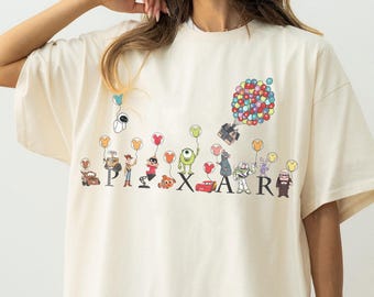 Vintage Disney Pixar Characters Group Shirt, Toy Story, Up, Remy, Monster INC, Cars, Incredible, Disney Vacation Shirt, Disney Pixar Fest