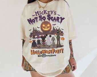 Camiseta vintage de la fiesta de Halloween de Mickey (no tan aterradora), camiseta Disney de Halloween con colores cómodos, camiseta de Mickey fantasma, camisetas de Halloween de Disney World.