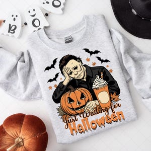 Just Waiting for Halloween Png, Halloween Horror Png, Scary Movie Png Sublimation, Horror Png, Halloween Characters, Halloween TShirt Design