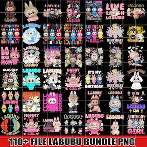 110+ Labubu PNG Bundle, Urocze postacie z kreskówek PNG, Pakiet Labubu Clipart, Pliki Labubu w stylu filmowym, Sublimacja do pobrania cyfrowego