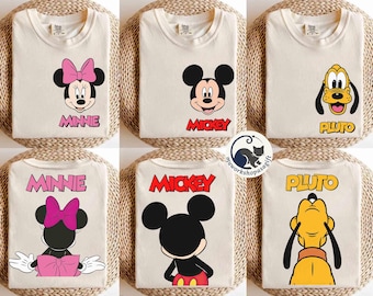 2-sided Disney Mickey and Friends Big Face Retro Shirt, Custom Disney Family Shirt, Retro Disneyland Trip Tee, Disney Family Vacation Shirts