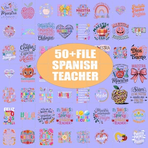 50+ Design Spanish Teacher Png, Back To School, Teacher Life Png, Best Maestra Png, Teacher Appreciation Gift, Digital Download