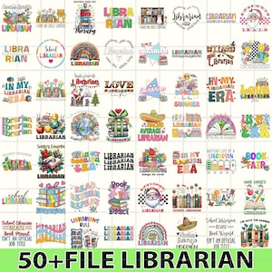 50+ Librarian PNG Bundle, Library Books School Design, Back To School Librarian, Library Sublimation Design, Librarian Digital Download