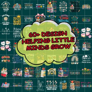 60+ Helping Little Minds Grow PNG bundle, Teacher Life Wildflower Back To School PNG, Teacher Appreciation Sublimation Design Download