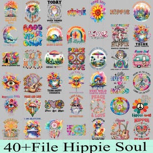40+ Hippie Soul Png Bundle, High Quality PNG Images, Mandala Peace Sign Graphics, Tie Dye Art Pack,Soul Png Files, Hippie Soul Png