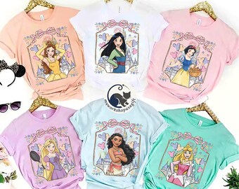 Customized Coquette Bow Disney Princess Castle Comfort Color Shirt, Beauty and The Beast Belle Princess Tee, Disney Girl Trip Tee