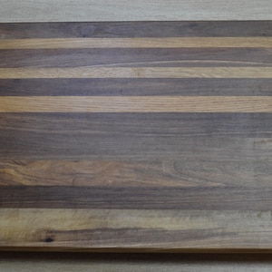 Handmade Walnut Cutting Board with Oak Stripes: Kitchen Board