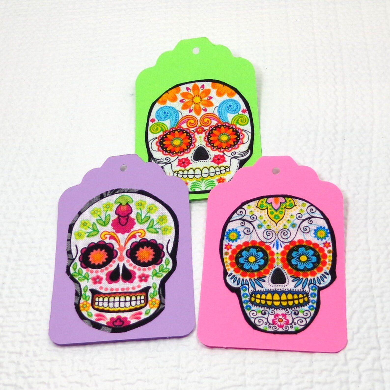 8 Sugar Skull Gift Tags in Super Bright Colors Day of the Etsy UK