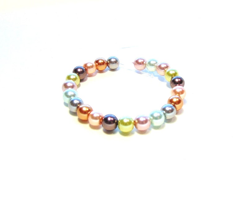 Pale Green and Bronze and Gray Grey 22 Multi Color Glass Pearls Round 6mm in Soft Shades of Purple Pink Mint Green Gold