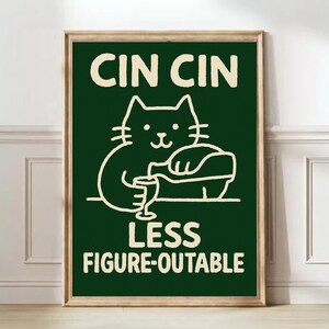 Modny nadruk Cin Cin, nadruk Martini Cheers, nadruk koktajlowy, nadruk artystyczny na wózek barowy, nadruk kuchenny Maximalist, plakat z drinkami w stylu vintage, sztuka retro CAT