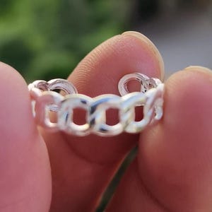 Adjustable Open Band Ring: Minimalist Silver Stacking Ring