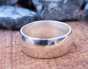 925 Sterling Silver, Half Dome Ring, Wide Band Ring , Comfort Fit 8mm Band Ring, Handmade Ring, Statement Ring, Wedding Band Silver Ring