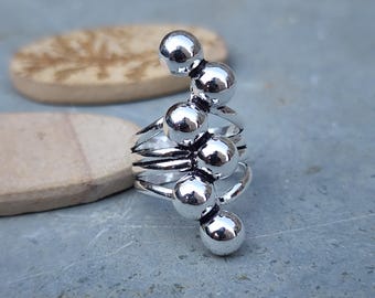 Sterling Silver Bubble Ring | Modern Multi-Sphere Stacked Ring | Handmade Bold Statement Jewelry | Unique Gift for Her | 925 Silver ring
