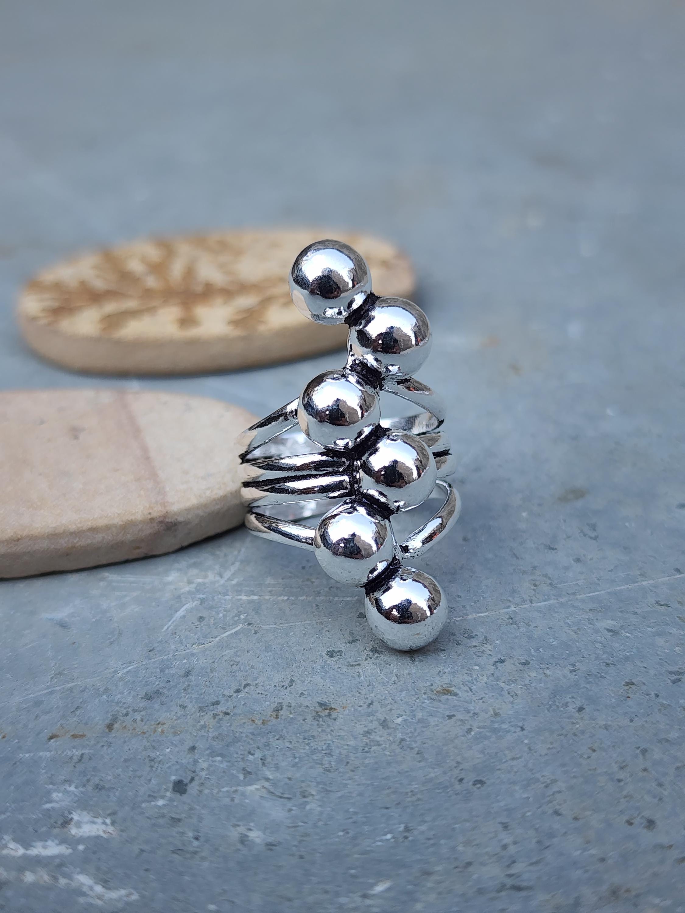 Silver ball bubble ring - Etsy 日本