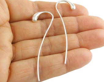 Orecchini pendenti in argento sterling 925, orecchini lunghi minimalisti, orecchini pendenti moderni, gioielli in argento fatti a mano, regalo per lei