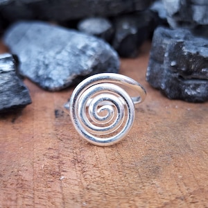 Spiral Silver Ring – Handmade Adjustable Tribal Ring | Boho Statement Jewelry | Minimalist Swirl Ring for Women