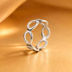 Sterling Silver Circle Ring | Modern Geometric Band, Stackable Jewelry
