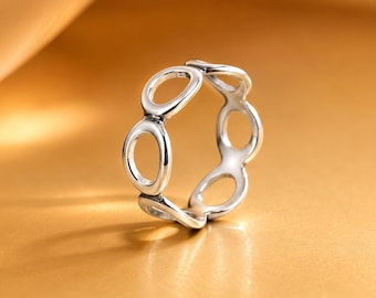 Kreis Ring aus Sterling Silber | Modernes Geometrisches Band, Stapelbarer Schmuck