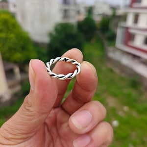 Dainty Sterling Silver Twisted Rope Ring: Minimalist Stacking Band