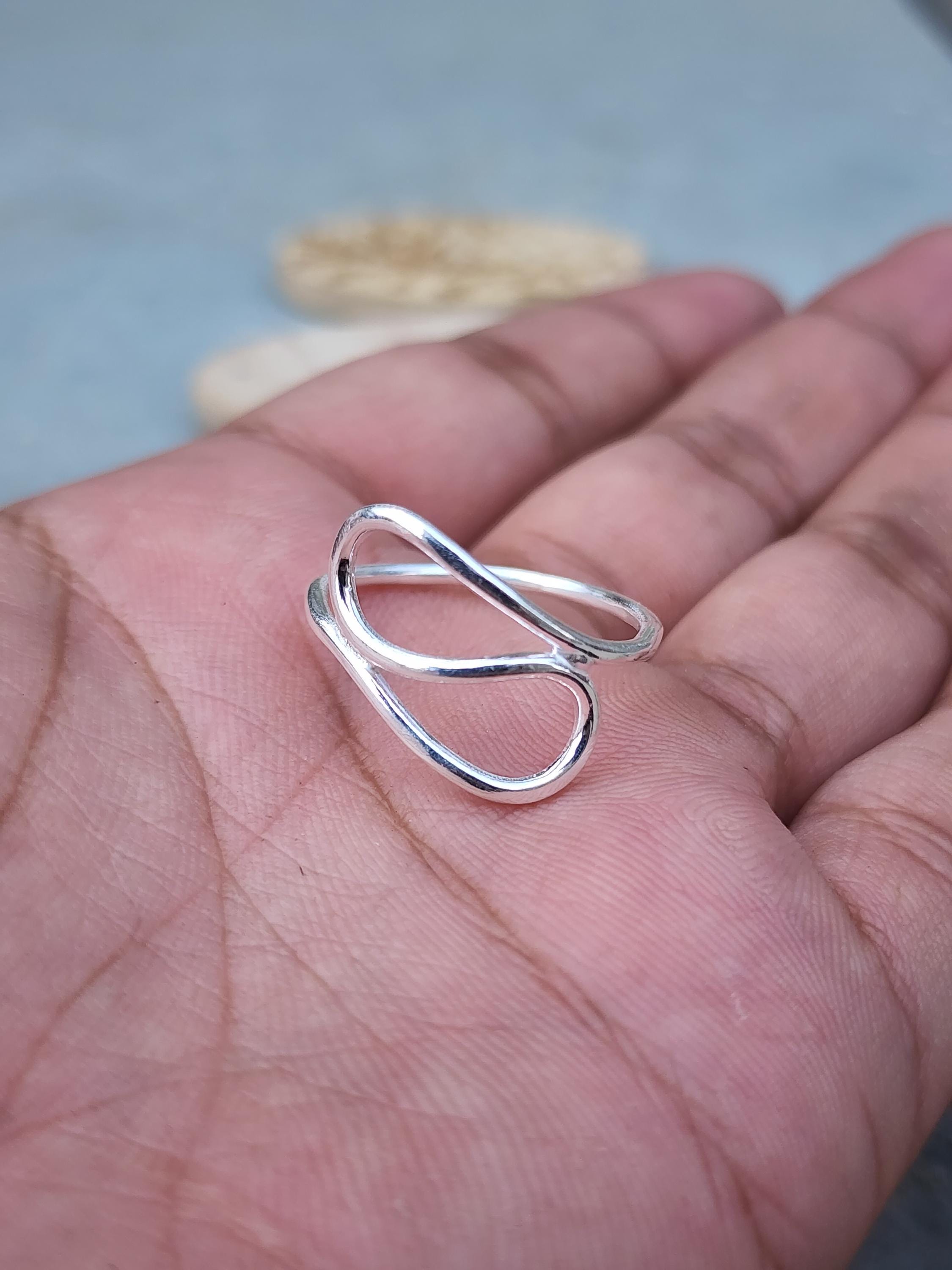 Minimalist Infinity Silver Ring | Handmade Open Band Ring | Dainty Modern Jewelry | Sterling Silver Adjustable Ring