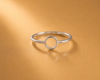 Minimalist Sterling Silver Circle Ring | Dainty Open Band