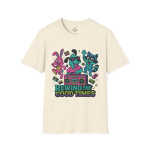 Retro Cartoon T-Shirt, Music Lover Gift, Nostalgic Tee, Unisex Cool Shirt, Fun Graphic Tee for Kids & Adults