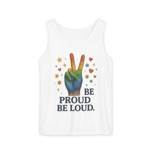 Proud Peace Tank Top, Unisex Summer Shirt, LGBTQ+ Pride Apparel, Casual Wear, Festival Outfit, Gift for Celebrations