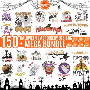 Whole Halloween Embroidery Designs- 150+ Designs Mega Bundle- Machine Embroidery Files- Instant Download- Pes Dst Exp Vp3 Jef Hus Xxx Files