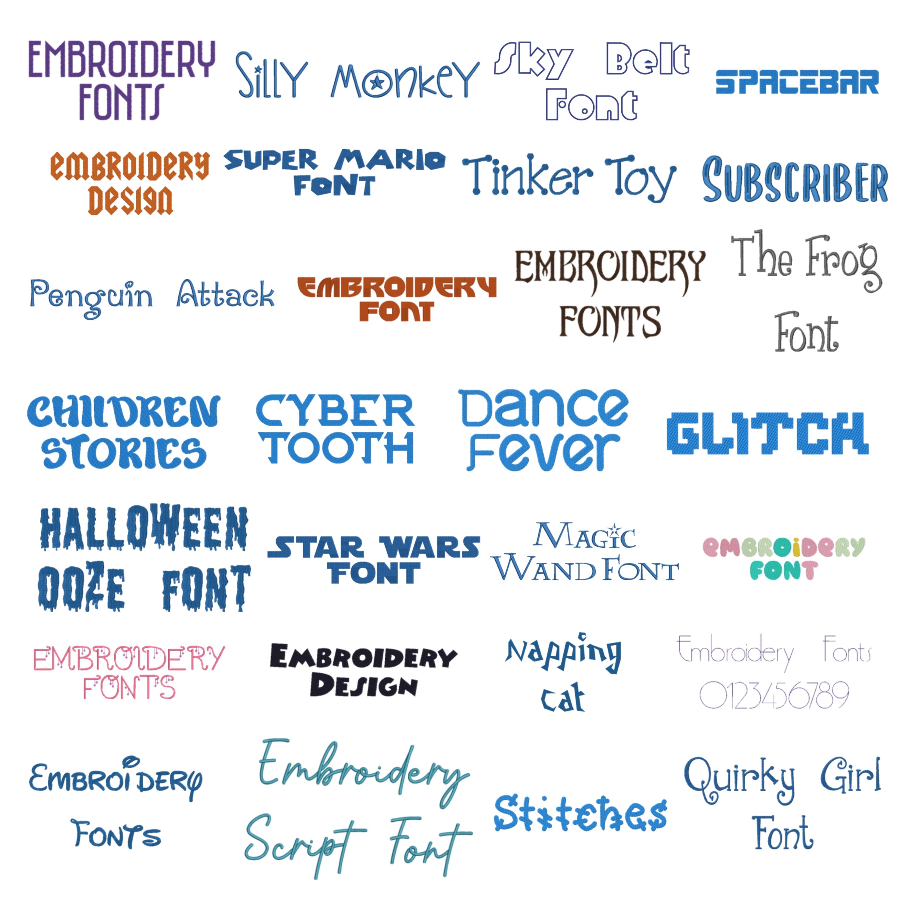 Machine Embroidery Font Bundle 100+ Script Fonts, Instant Download PES ...