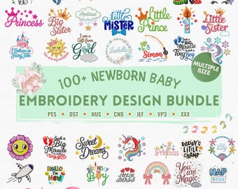 Broderidesignpaket för nyfödda - Citat, babyshowerpresenter, djur och barnrum PES DST-mönster