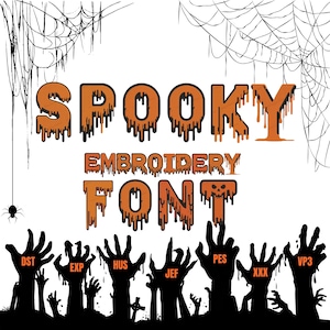 Halloween Font Embroidery, A-Z Full Spooky Alphabet Machine Embroidery Designs, Uppercase Letters 3 sizes Applique- PES DST Instant Download