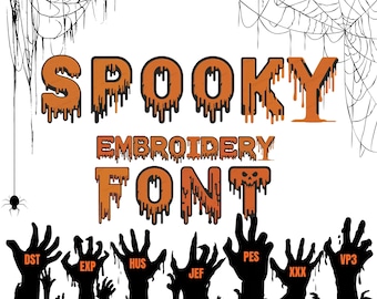 Halloween Embroidery Font, Spooky Alphabet Applique (PES DST Instant Download)
