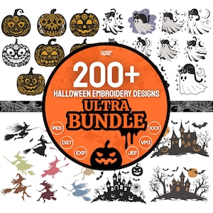 Whole Halloween Embroidery Designs- 200+ Designs Ultra Bundle- Machine Embroidery Files- Instant Download- Pes Dst Exp Vp3 Jef Xxx Files