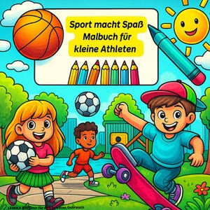 Livre de coloriage pour enfants : sports / coloriages / idée cadeau pour garçons, filles et frères et sœurs / favoriser la motricité / PDF à imprimer / mouvement