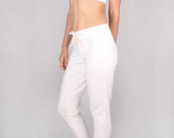 Churidar Pants in Cotton Lycra OFF WHITE - Dance wear, Yoga wear, Active wear, Casual wear