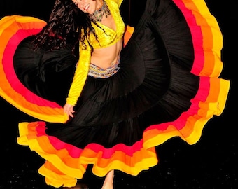 3Band Skirt - Flamenco Gypsy Tribal EXTRA full skirt