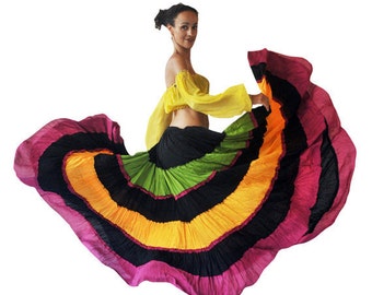 Multicoloured Karnataka Skirt - Flamenco Gypsy Tribal Extra Full Long Skirt