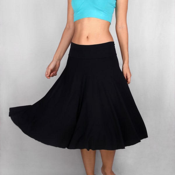 Miriam Spinning Skirt in Rayon Lycra in BLACK- Dance Wear, Practice Wear