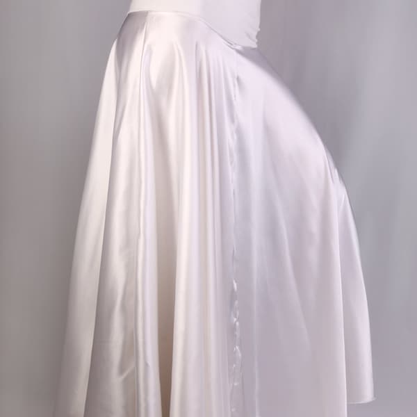 Claire Long Skirt in white satin and white lycra