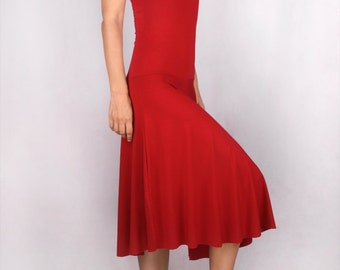 Miriam Spinning Dress in Rayon Lycra RED - Dance Wear, Active Wear