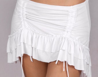 Rüschen Overskirt in Rayon Lycra WHITE - Tanzbekleidung, Yogabekleidung, Aktive Kleidung, Casual wear