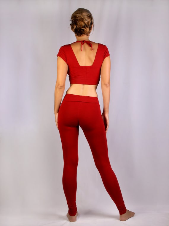Red India Leggings in Rayon Lycra Dance Wear, Yoga Wear, Active Wear,  Casual Wear 