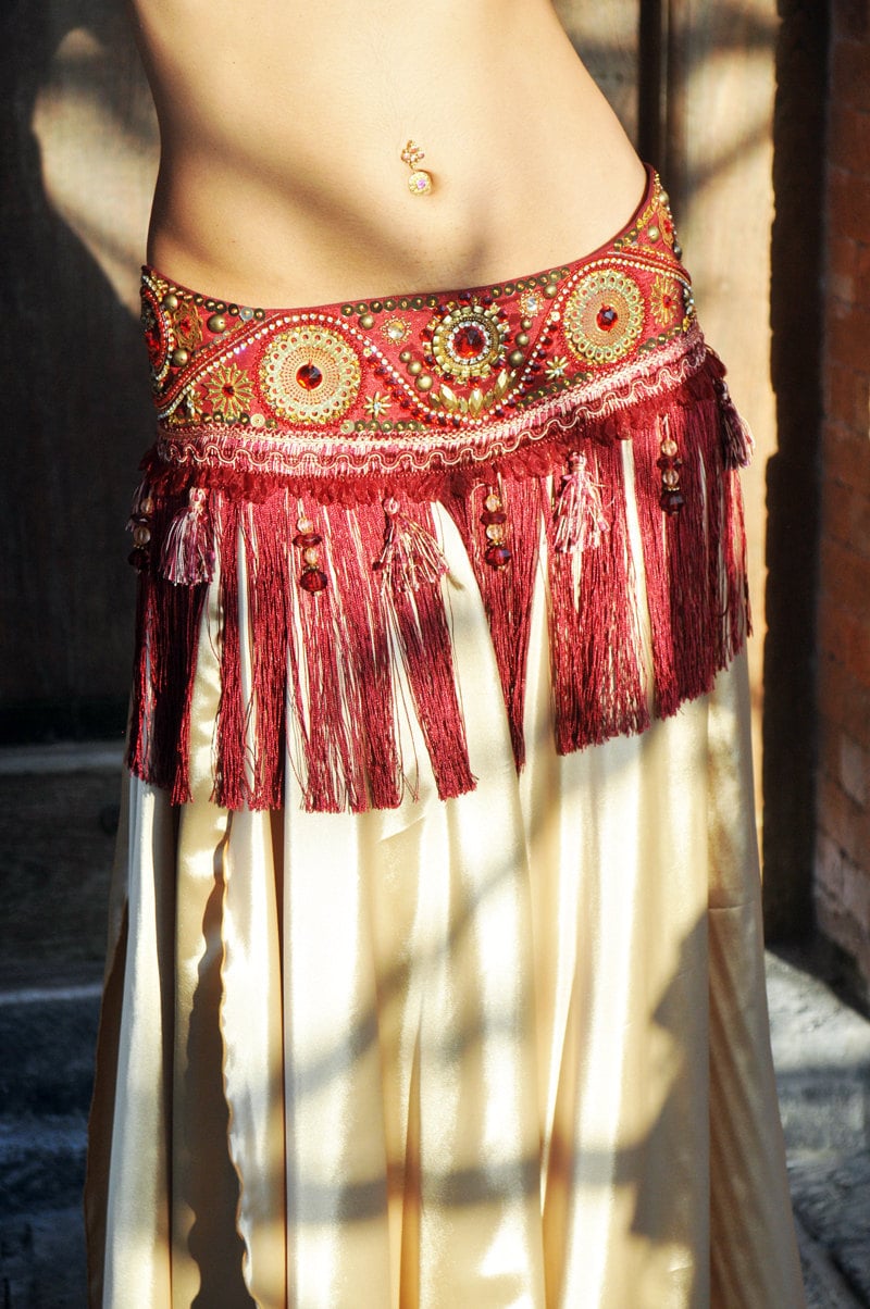 Belly Dance Belt in Red and Gold -  Canada