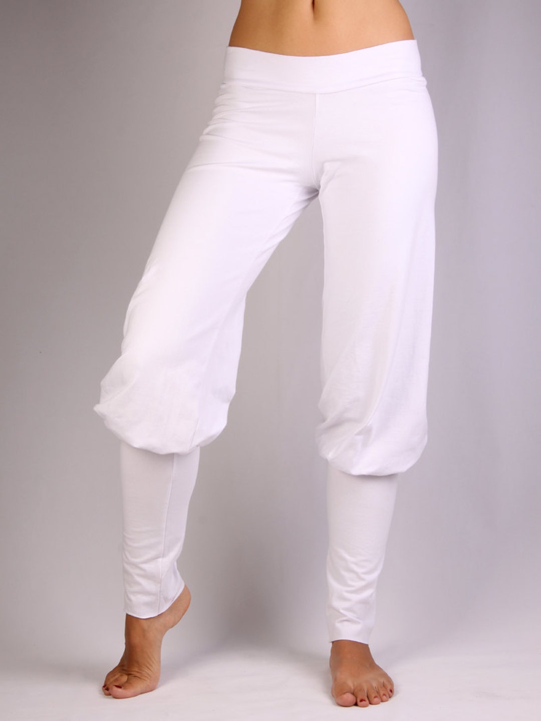 White Punjab Pants in Rayon Lycra Dance Wear, Yoga Wear, Active Wear ...