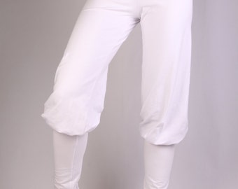 White Punjab Pants in  Rayon Lycra - Dance wear, Yoga wear, Active wear, Casual wear