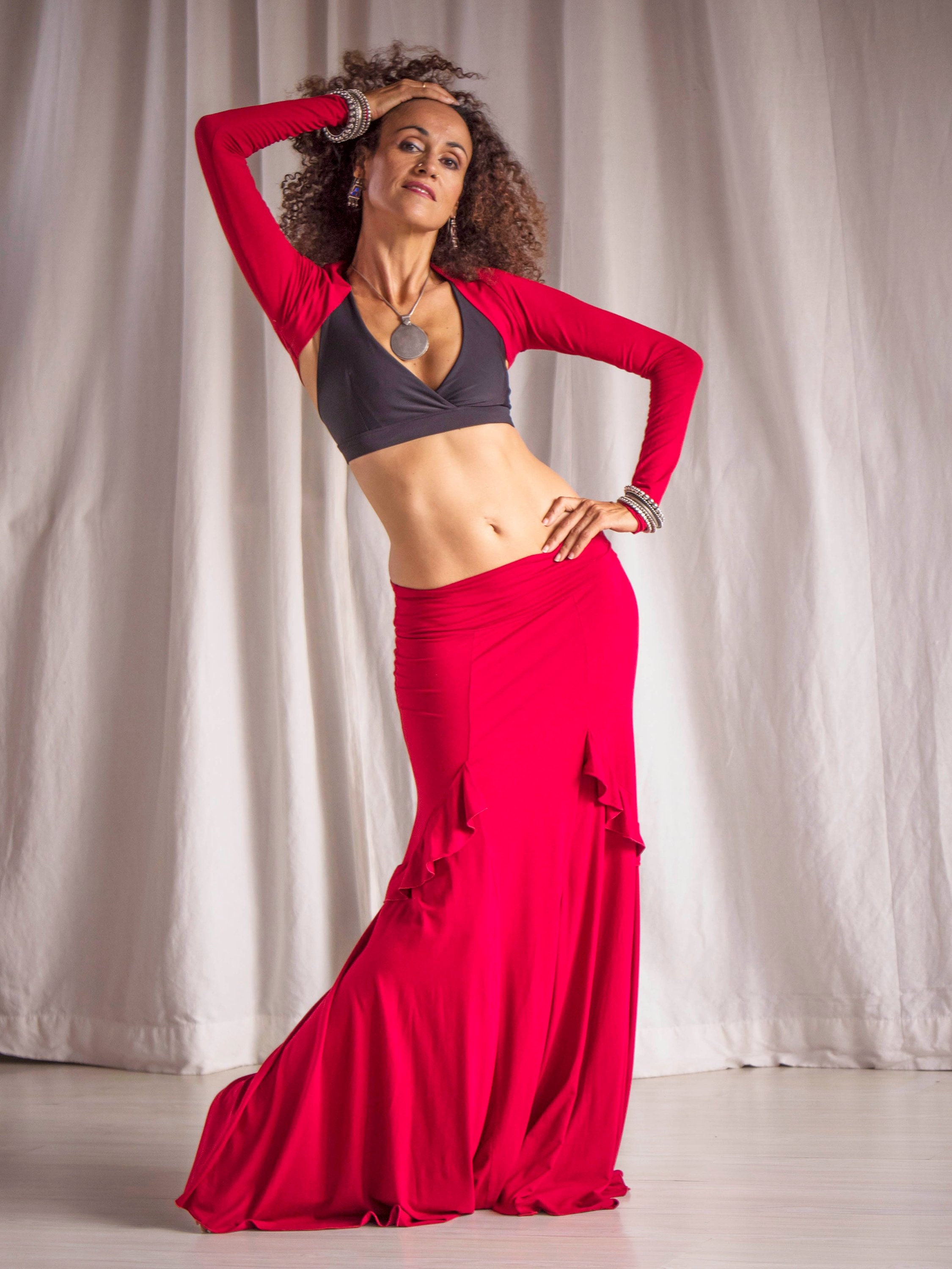 Costumi Danza Del Ventre Gonna Raso Laterale Divisa Gonna - Foto 2