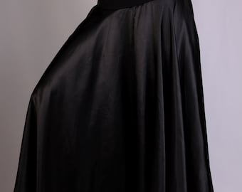 Claire Long Skirt in black satin and black lycra